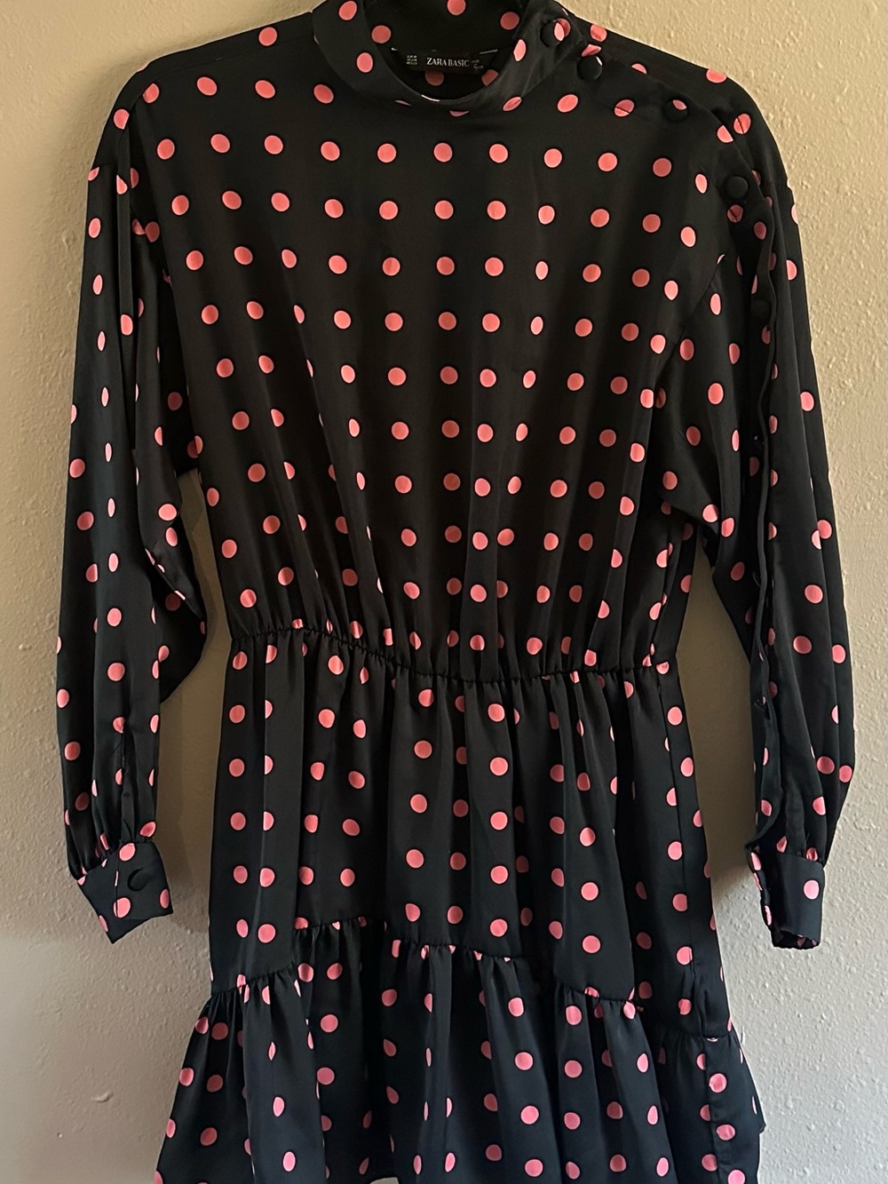 Zara Basic Pink Polka Dot Mock Neck Romper Dress - Women's Size M